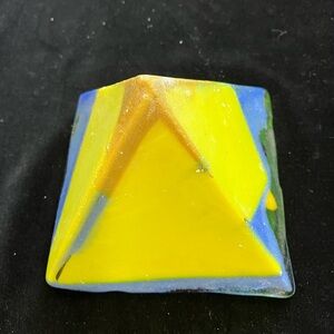 Handmade Cast Glass Pyramid “Earth And Sky “Original Glass  4” x3.5” Original